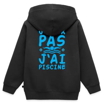 Piscine - Sweat Premium à capuche zippé enfant bio - noir - Dos - AI Model Kid Male (0cm)