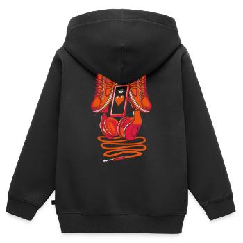Organic hip-hop flex - Sweat Premium à capuche zippé enfant bio - noir - Dos - AI Model Kid Male (0cm)