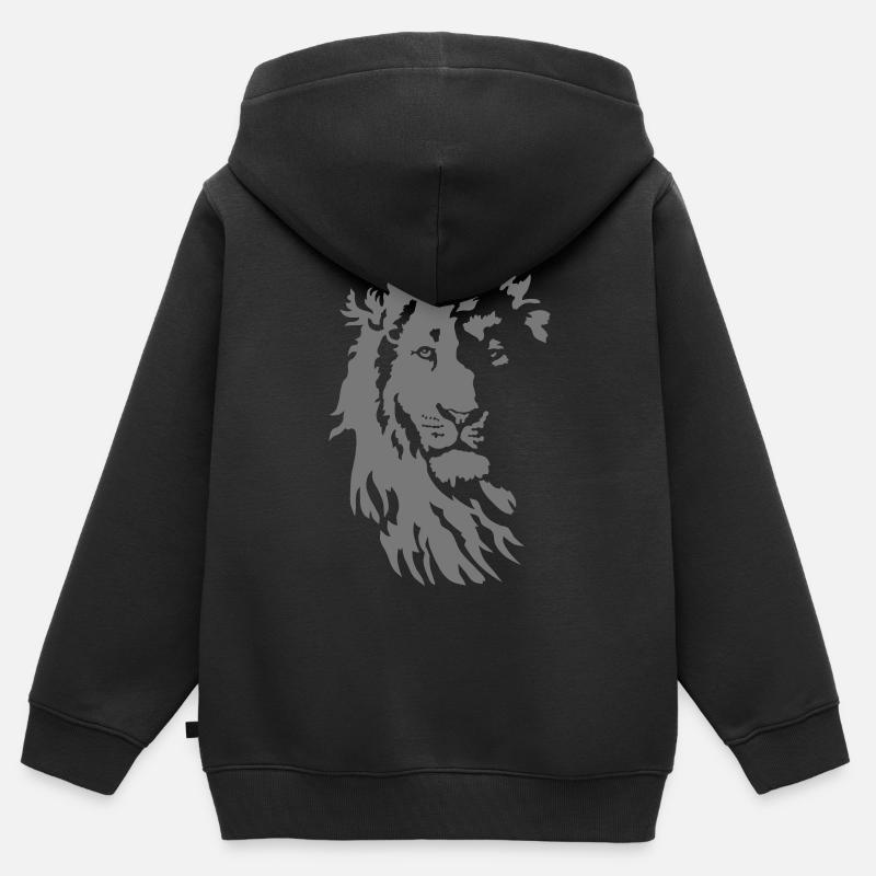 Löwe - Kinder Premium Organic Zip Hoodie - Schwarz