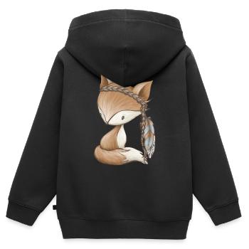 Fuchs - Boho - Kinder Premium Organic Zip Hoodie - Schwarz - Hinten - AI Model Kid Male (0cm)