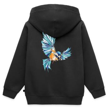 Eisvogel - Kinder Premium Organic Zip Hoodie - Schwarz - Hinten - AI Model Kid Male (0cm)