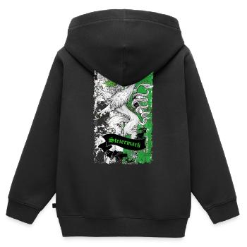 Steiermark - Kinder Premium Organic Zip Hoodie - Schwarz - Hinten - AI Model Kid Male (0cm)