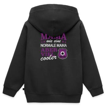 Polizei Mama Mum Mutter Police Cop - Kinder Premium Organic Zip Hoodie - Schwarz - Hinten - AI Model Kid Male (0cm)
