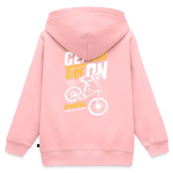 Downhill Race Series - Kinder Premium Organic Zip Hoodie - Rosa - Hinten - AI Model Kid Female (0cm)
