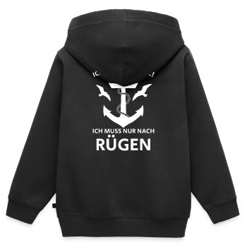 Rügen - Ich Muss Nur Nach Rügen - Kinder Premium Organic Zip Hoodie - Schwarz - Hinten - AI Model Kid Male (0cm)