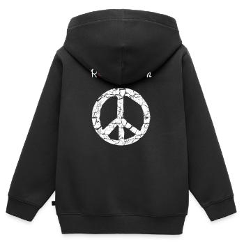 Peace Symbol Paix Liberté Révolution Love - Sweat Premium à capuche zippé enfant bio - noir - Dos - AI Model Kid Male (0cm)