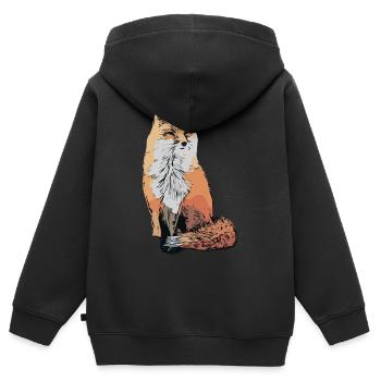 Renard motif animal motif animal - Sweat Premium à capuche zippé enfant bio - noir - Dos - AI Model Kid Male (0cm)