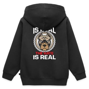 Kampfhund Terrier Pittie - Kinder Premium Organic Zip Hoodie - Schwarz - Hinten - AI Model Kid Male (0cm)