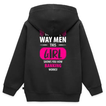 Bankkaufmann Bankkauffrau Banker Azubi Damen - Kinder Premium Organic Zip Hoodie - Schwarz - Hinten - AI Model Kid Male (0cm)