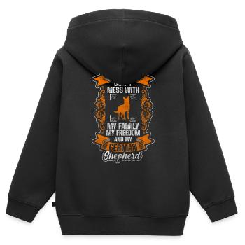 Hund Hundesport Schutzdienst Wachhund - Kinder Premium Organic Zip Hoodie - Schwarz - Hinten - AI Model Kid Male (0cm)