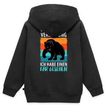 Bär Bären Raubtier - Kinder Premium Organic Zip Hoodie - Schwarz - Hinten - AI Model Kid Male (0cm)