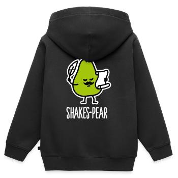 Shakes-Pear, Drôle de Shakespeare Pun Pear - Sweat Premium à capuche zippé enfant bio - noir - Dos - AI Model Kid Male (0cm)