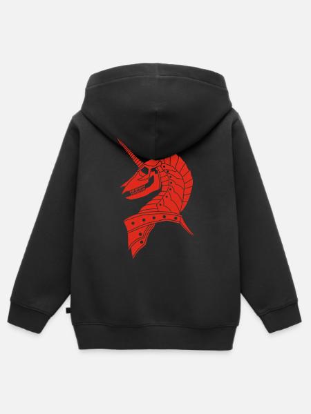 Rotes gotisches Einhorn - Kinder Premium Organic Zip Hoodie - Schwarz