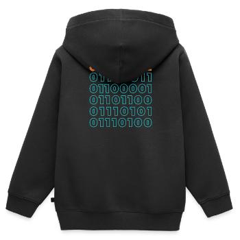 Code binaire - Sweat Premium à capuche zippé enfant bio - noir - Dos - AI Model Kid Male (0cm)
