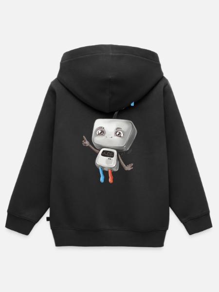 Petit robot - Sweat Premium à capuche zippé enfant bio - noir
