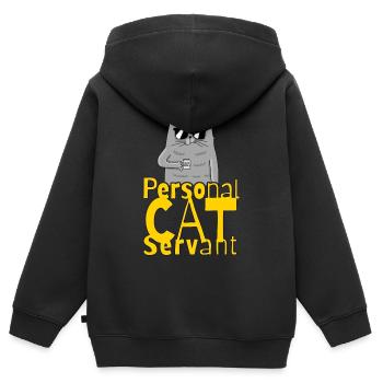 Personal Cat Servant Funny Kitten - Sweat Premium à capuche zippé enfant bio - noir - Dos - AI Model Kid Male (0cm)
