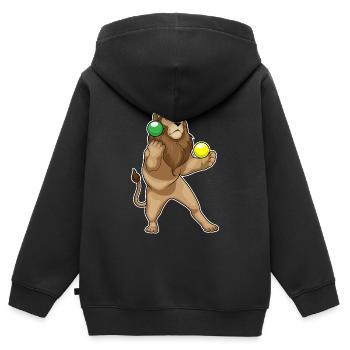 Jongleur de lion jongleur - Sweat Premium à capuche zippé enfant bio - noir - Dos - AI Model Kid Male (0cm)