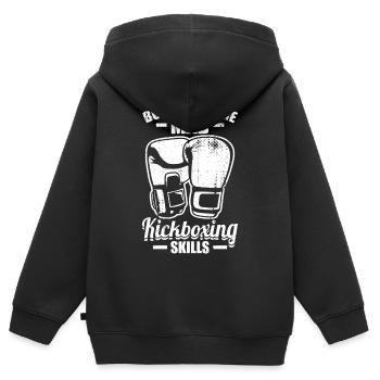 Garçon avec des compétences folles de kickboxing - Sweat Premium à capuche zippé enfant bio - noir - Dos - AI Model Kid Male (0cm)