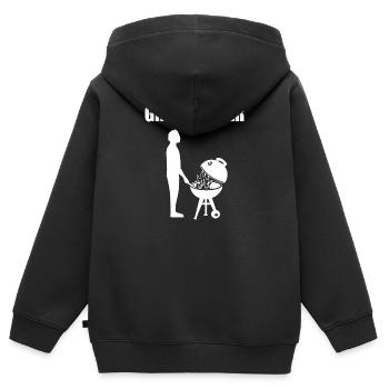 BBQ - Kinder Premium Organic Zip Hoodie - Schwarz - Hinten - AI Model Kid Male (0cm)