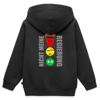 Nicht meine Ampel Regierung - Kinder Premium Organic Zip Hoodie - Schwarz - Hinten - AI Model Kid Male (0cm)
