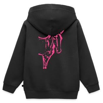 Pferd rosa pink, Fohlen - Kinder Premium Organic Zip Hoodie - Schwarz - Hinten - AI Model Kid Male (0cm)