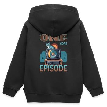 Katze auf Sendung - Kinder Premium Organic Zip Hoodie - Schwarz - Hinten - AI Model Kid Male (0cm)