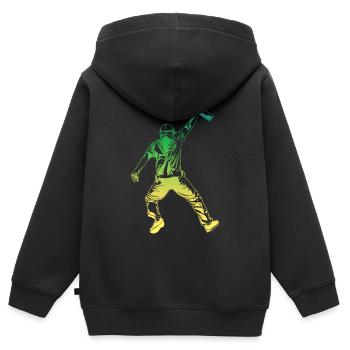 Style rétro d’architecte - Sweat Premium à capuche zippé enfant bio - noir - Dos - AI Model Kid Male (0cm)