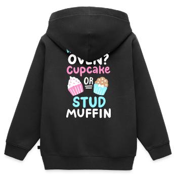 Cupcake oder Stud Muffin Gender Reveal Party - Kinder Premium Organic Zip Hoodie - Schwarz - Hinten - AI Model Kid Male (0cm)