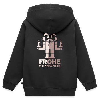 Nussknacker Weihnachten Bergmann Frohes Fest Logo - Kinder Premium Organic Zip Hoodie - Schwarz - Hinten - AI Model Kid Male (0cm)