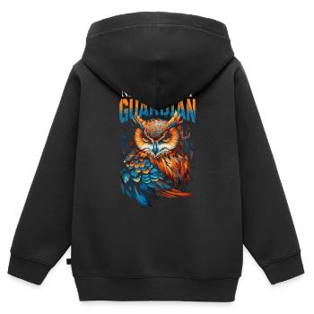 Eule Uhu Vogel Nachtvogel Tier Nacht Mond Natur - Kinder Premium Organic Zip Hoodie - Schwarz - Hinten - AI Model Kid Male (0cm)