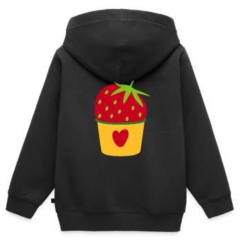 Glace Glace Crème glacée Fraise Glace Cupcake Sweet - Sweat Premium à capuche zippé enfant bio - noir - Dos - AI Model Kid Male (0cm)