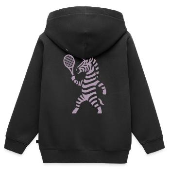 Minimalistische Zebra Tennis Spieler Silhouette  - Kinder Premium Organic Zip Hoodie - Schwarz - Hinten - AI Model Kid Male (0cm)
