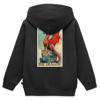 Dragon Dragon - Sweat Premium à capuche zippé enfant bio - noir - Dos - AI Model Kid Male (0cm)