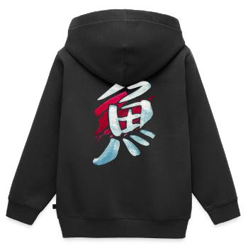 Fisch (Sakana) Japanisch - KANJI Tusche - Kinder Premium Organic Zip Hoodie - Schwarz - Hinten - AI Model Kid Male (0cm)