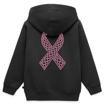 Ruban Celtique Rose à Nœud - Sweat Premium à capuche zippé enfant bio - noir - Dos - AI Model Kid Male (0cm)