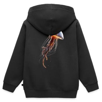 Méduse Méduse de feu Méduse Méduse mignonne - Sweat Premium à capuche zippé enfant bio - noir - Dos - AI Model Kid Male (0cm)