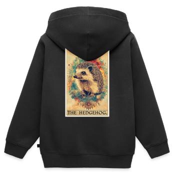 Igel - Kinder Premium Organic Zip Hoodie - Schwarz - Hinten - AI Model Kid Male (0cm)
