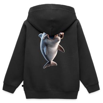 Dauphin Plongeur Dauphins Océan Dauphins mignons Dauphin - Sweat Premium à capuche zippé enfant bio - noir - Dos - AI Model Kid Male (0cm)