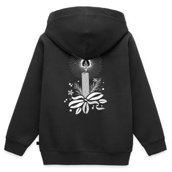 Bougie de Noël au look dentelle délicate - Sweat Premium à capuche zippé enfant bio - noir - Dos - AI Model Kid Male (0cm)