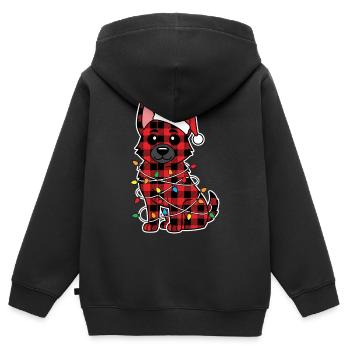 German Shepherd Dog Christmas Plaid Red - Kids Premium Organic Zip-up Hoodie - black - Back - AI Model Kid Male (0cm)