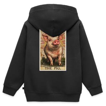 Cochon Cochon - Sweat Premium à capuche zippé enfant bio - noir - Dos - AI Model Kid Male (0cm)
