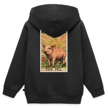 Cochon Cochon - Sweat Premium à capuche zippé enfant bio - noir - Dos - AI Model Kid Male (0cm)
