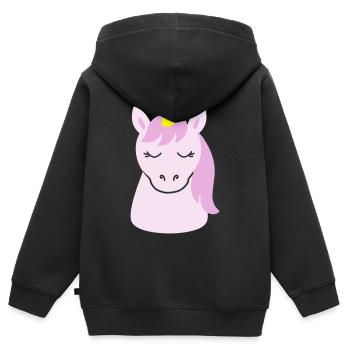 Süßes Einhorn mit geschlossenen Augen - Kinder Premium Organic Zip Hoodie - Schwarz - Hinten - AI Model Kid Male (0cm)