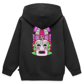 Calendrier maya inca aztèque - Sweat Premium à capuche zippé enfant bio - noir - Dos - AI Model Kid Male (0cm)