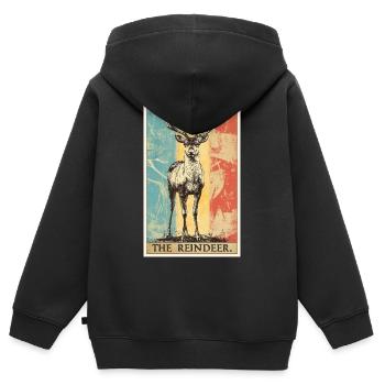 Rentiere Rentier - Kinder Premium Organic Zip Hoodie - Schwarz - Hinten - AI Model Kid Male (0cm)