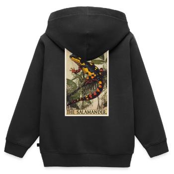 Salamandre de feu Salamandre - Sweat Premium à capuche zippé enfant bio - noir - Dos - AI Model Kid Male (0cm)