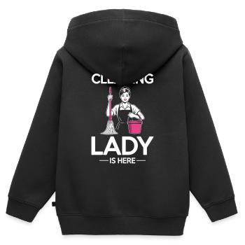 Stolze Hausfrau Putzen Fachkräfte Damen - Kinder Premium Organic Zip Hoodie - Schwarz - Hinten - AI Model Kid Male (0cm)