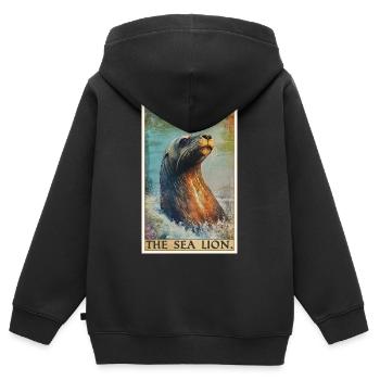 Seelöwen Seelöwe - Kinder Premium Organic Zip Hoodie - Schwarz - Hinten - AI Model Kid Male (0cm)