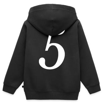 5. JUBILÄUM. 5 JAHRE. 5. JUBILÄUM - Kinder Premium Organic Zip Hoodie - Schwarz - Hinten - AI Model Kid Male (0cm)