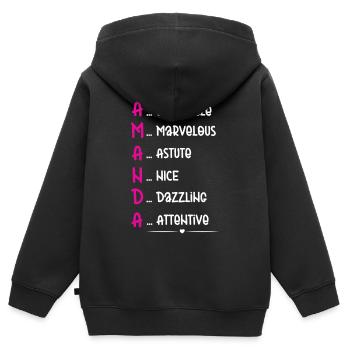 Amanda Name Poem - Kids Premium Organic Zip-up Hoodie - black - Back - AI Model Kid Male (0cm)
